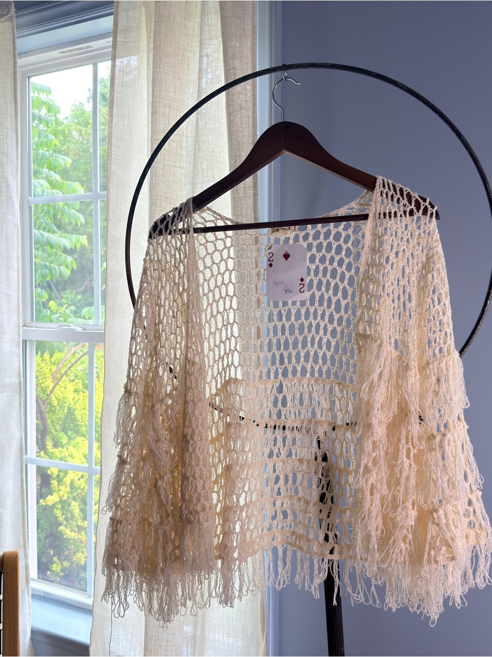 POL Open Knit Fringe Cardigan - Cream